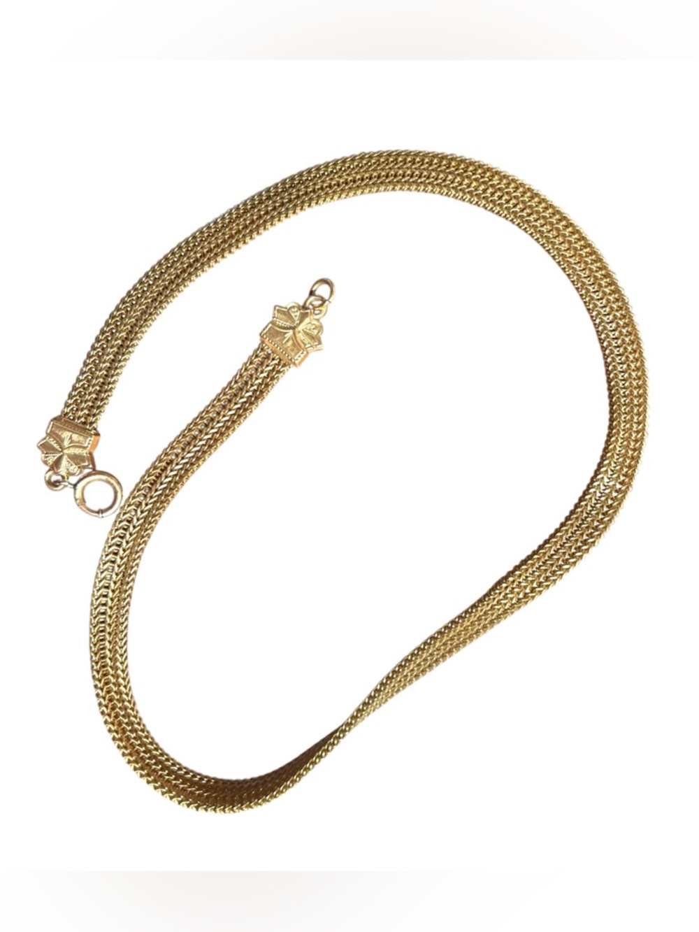 Vintage gold tone metal mesh choker.